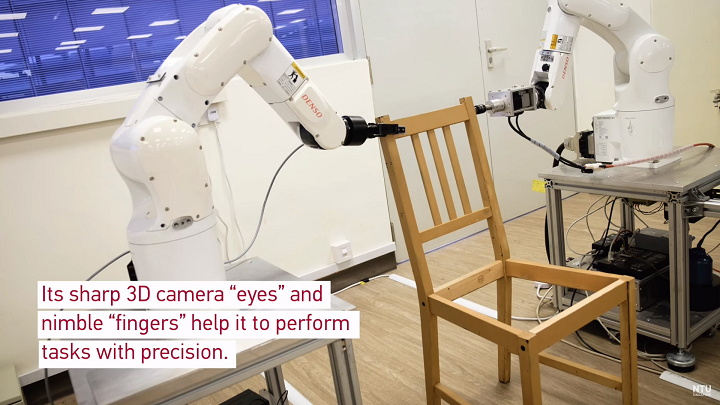 Robot Builds IKEA Furniture Using 3D Camera, Grippers, and Force Sensors